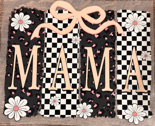 Mama checkered flower and bow